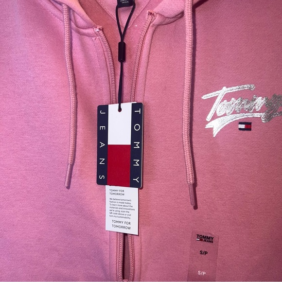 Tommy Jeans Pink Full Zip Hoodie Sweatshirt Small NWT - Picture 5 of 9